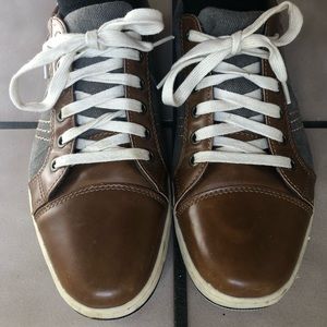 Brown & Gray Men's Oxfords Leather & Canvas